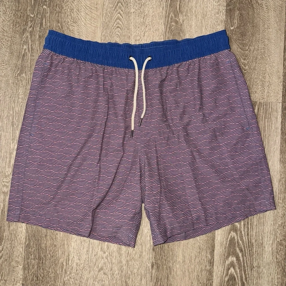 Fair Harbor Bayberry Swim Trunks Lined Men's 2XL Red Waves‎ 7